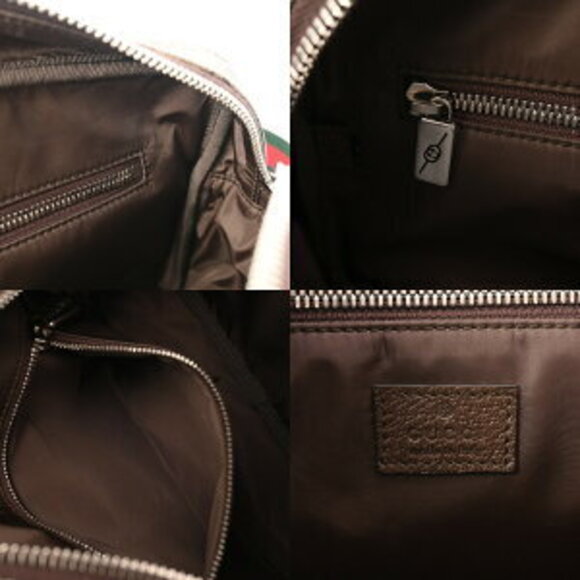 Gucci Shoulder Bag Beige Ebony Brown GG Supreme Leather - Picture 9 of 10